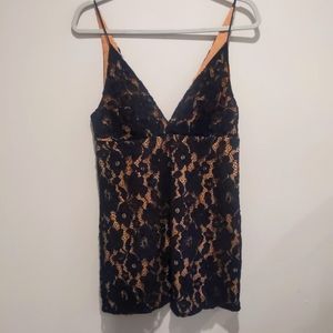 Free People Black Lace V Cut Mini Dress